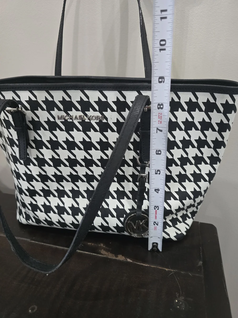 Michael Kors Black & White Houndstooth Tote Bag